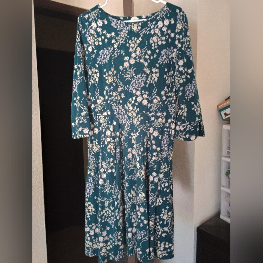 Floral Teal Midi Dress